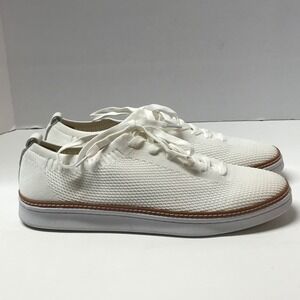 Talbots Womens White Knit Lace Up Sneakers Shoes Size 11M Low Top Casual